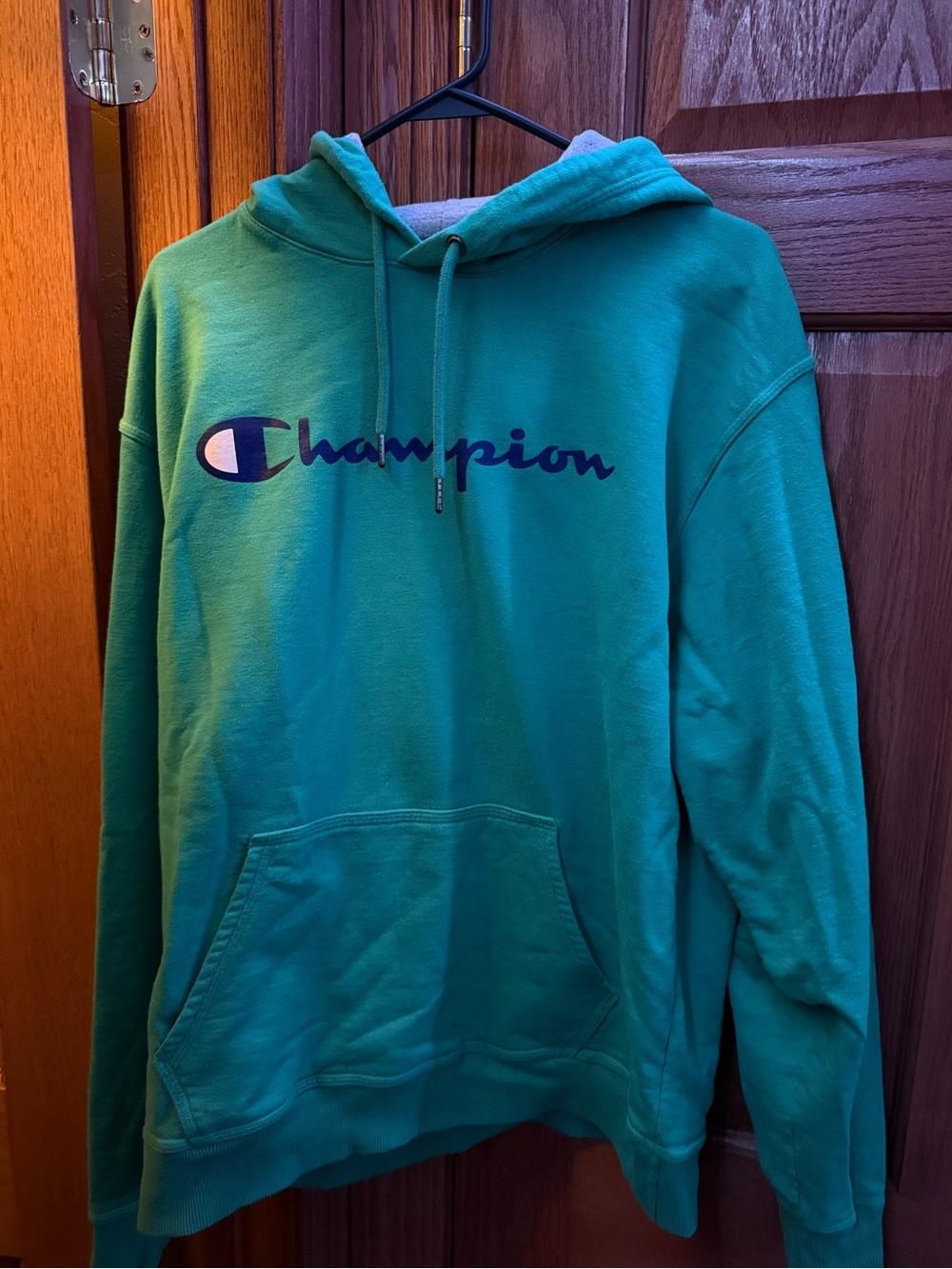 Champion Men's Green Hooded Sweatshirt